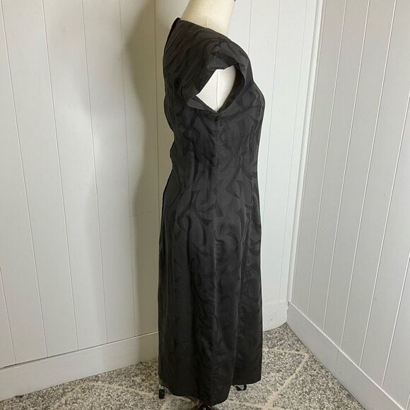 Vintage 80s Young Edwardian Women's Small Black Full Zip Maxi Dress Short Sleeve - Picture 5 of 16